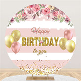 Rosa Streifen Blume Luftballons Geburtstag Kreis Hintergrund